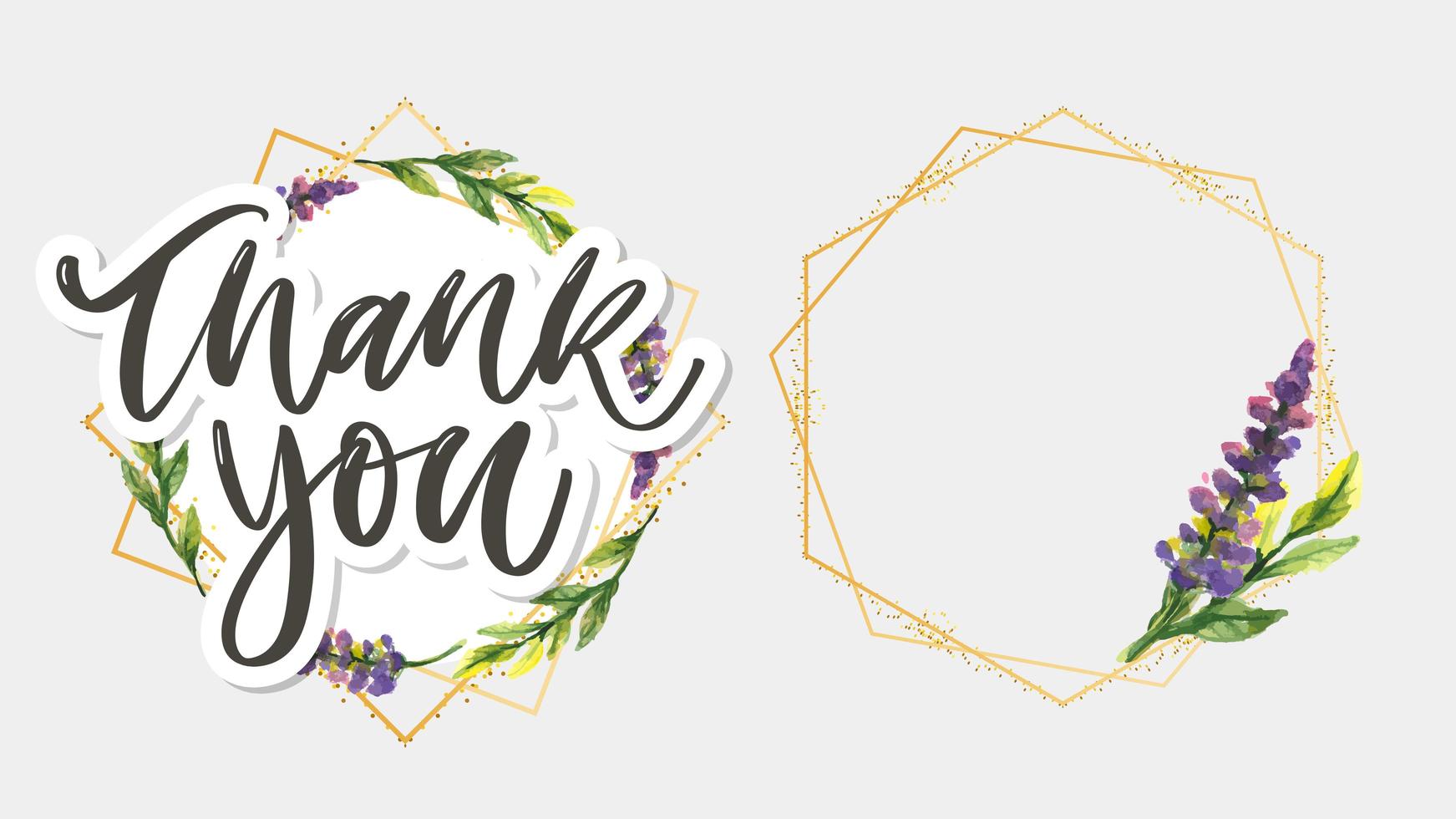 Cute Thank You Script Card Flowers Letter text vector