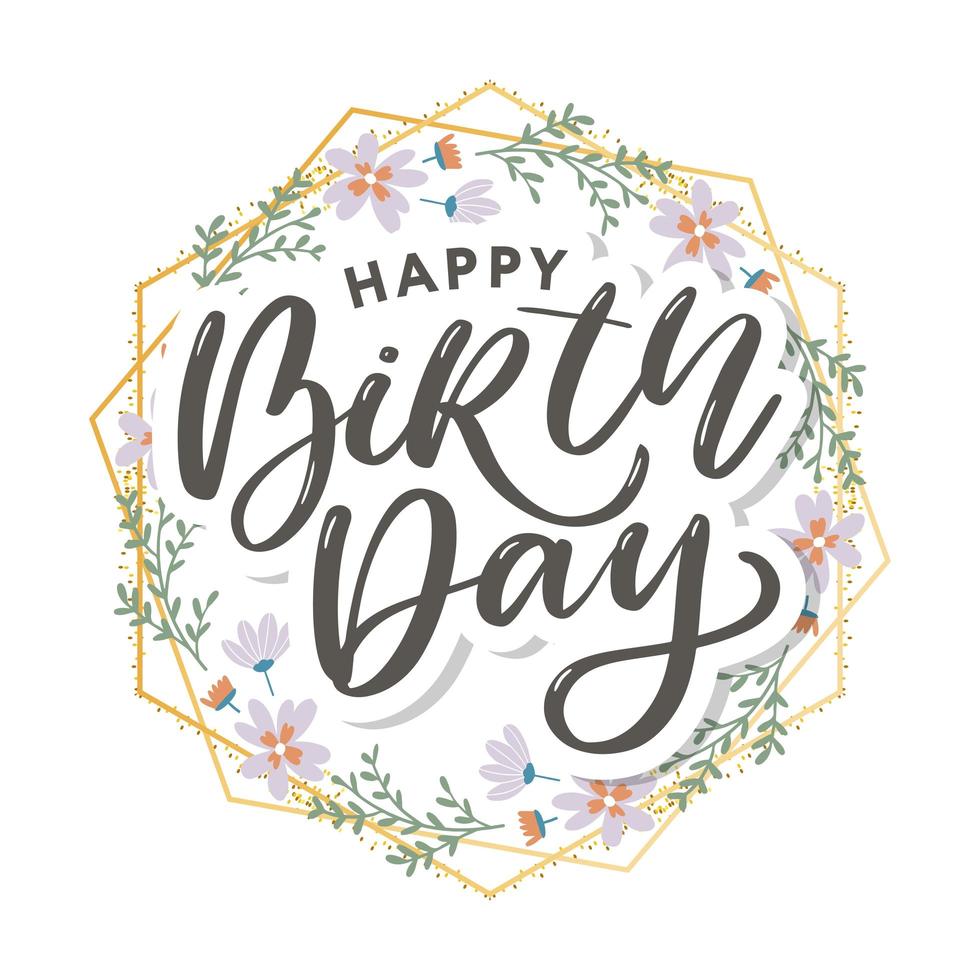 Beautiful happy birthday greeting card with flowers vector