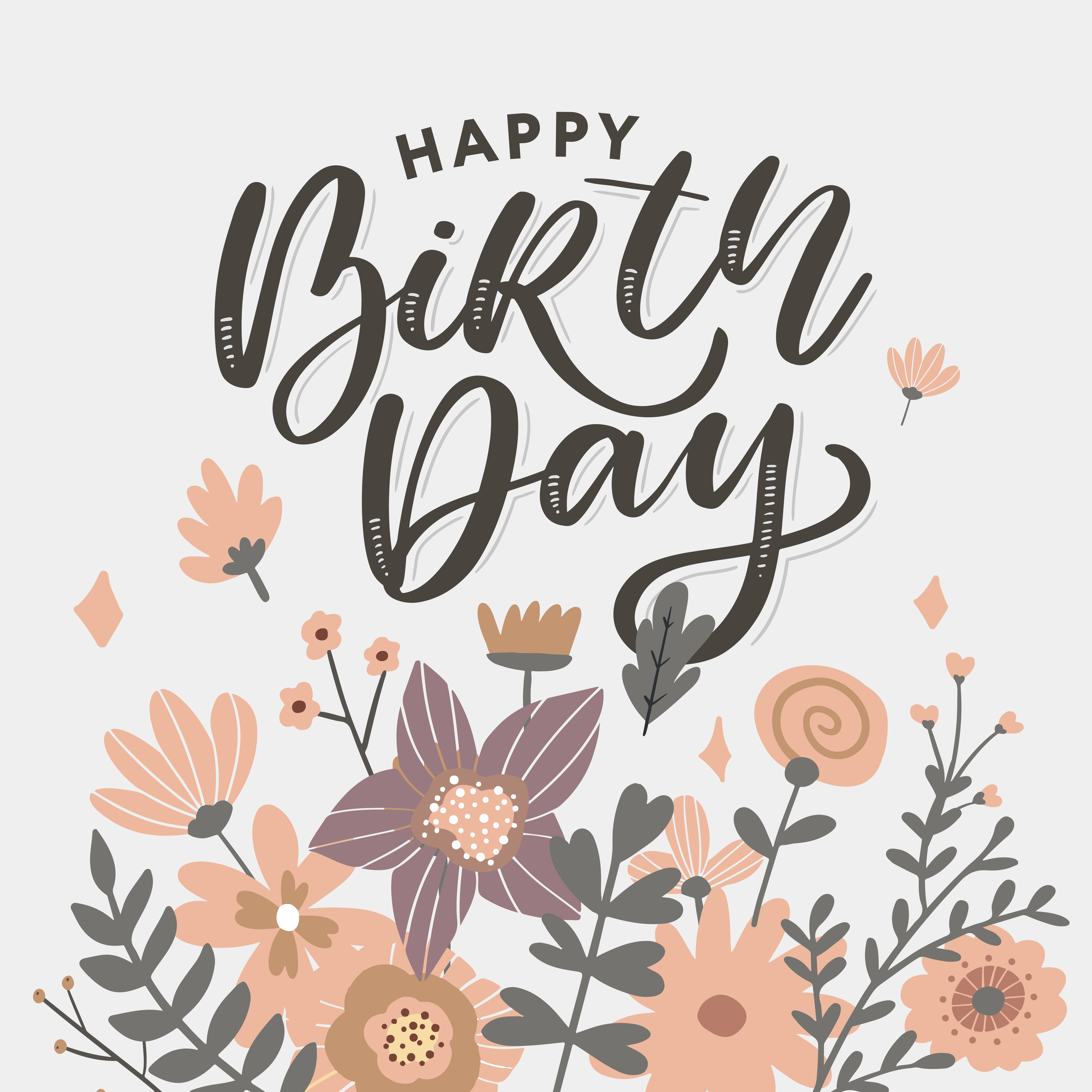 Beautiful happy birthday greeting card with flowers 3434899 Vector Art at  Vecteezy