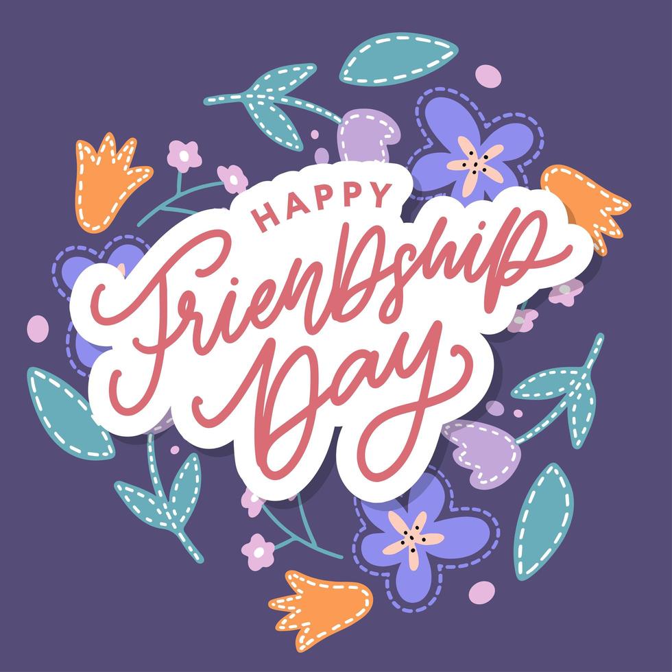 tarjeta de felicitación del día de la amistad feliz. vector