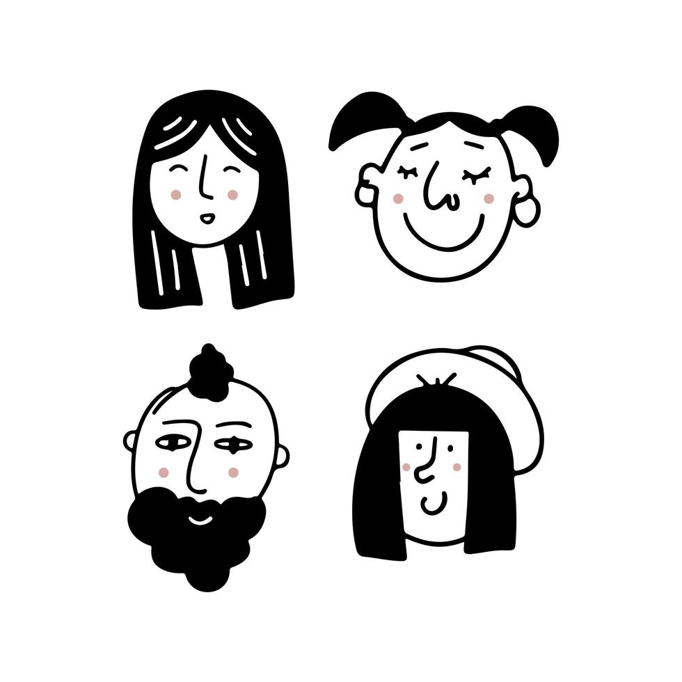 Set of human faces expressing positive emotions. Human faces vector
