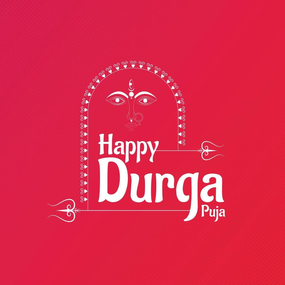 Nuevo diseño de plantilla de redes sociales de Durga Puja. Ilustración de la cara de Durga vector