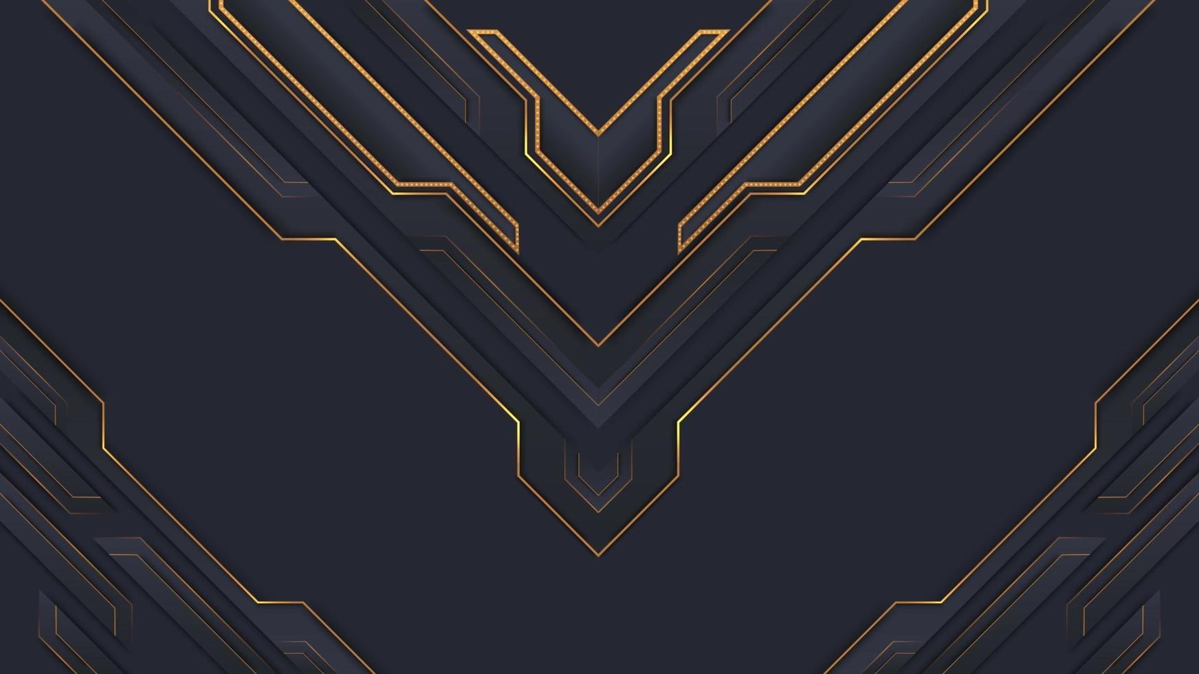 Fondo premium dorado y azul oscuro con geometría dorada de lujo. vector