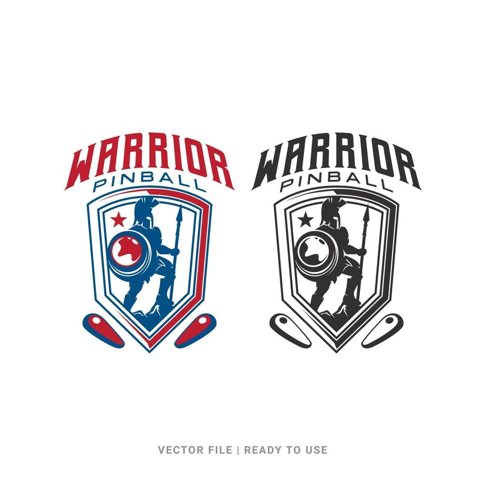 Vector logo icon illustration of pinball spartan warrior vintage retro