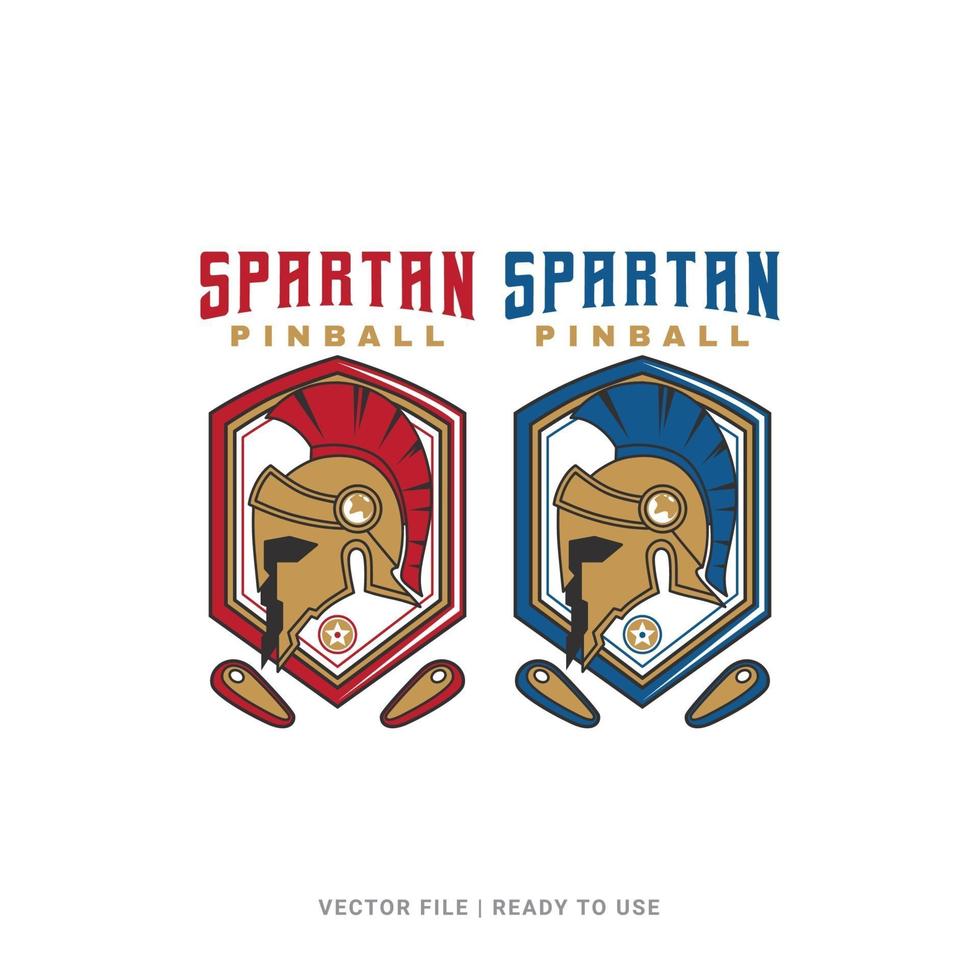 Vector logo icon badge illustration of pinball spartan vintage retro