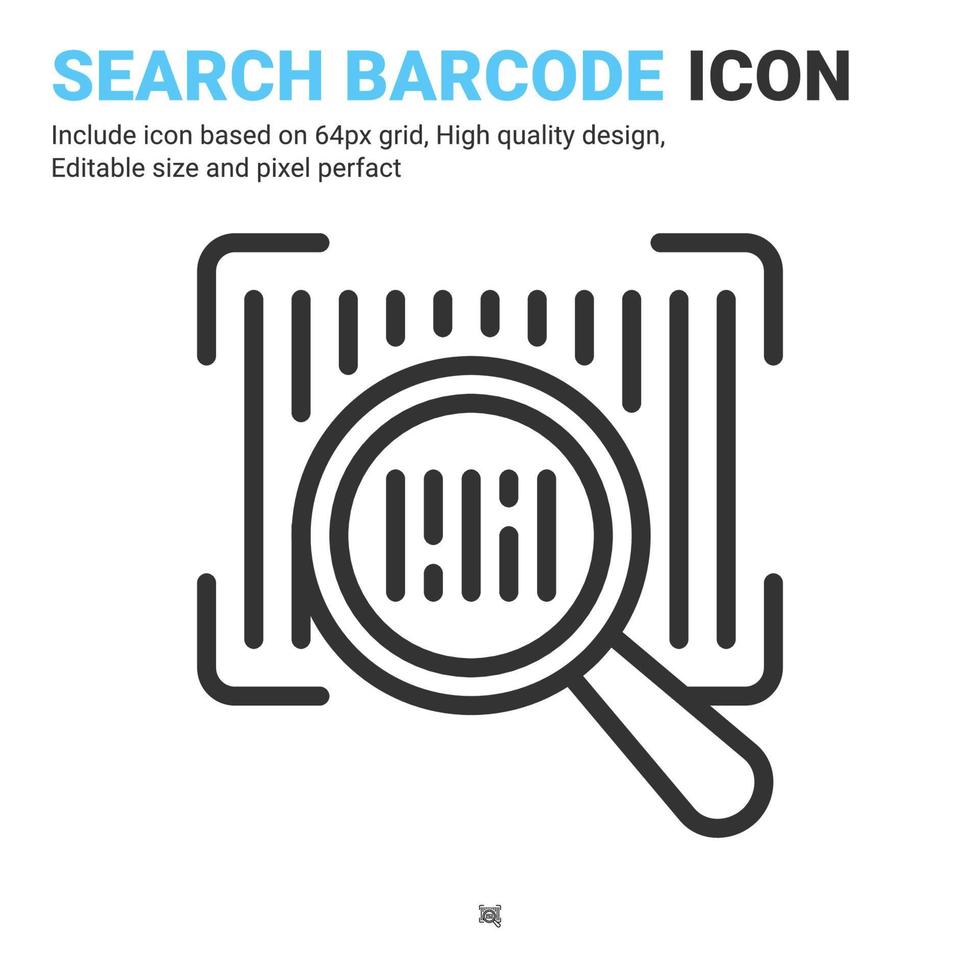 Search barcode icon vector with outline style isolated