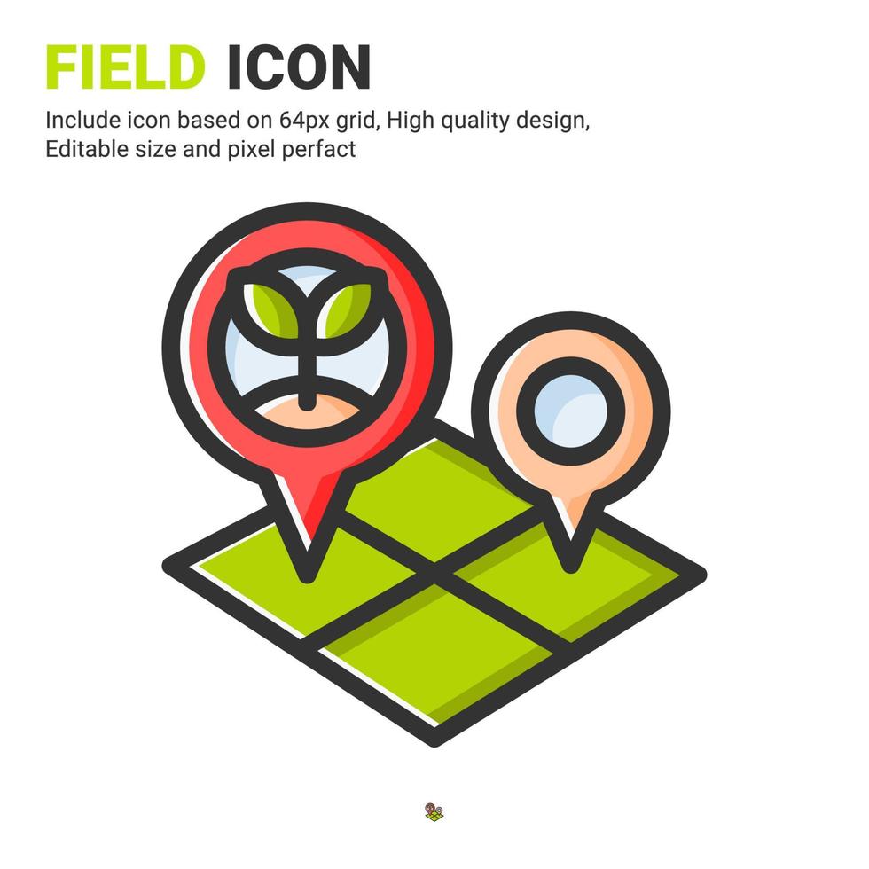 Field icon vector with outline color style isolated