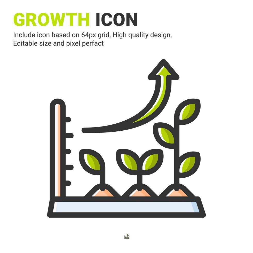 Growth plant icon vector with outline color style isolated