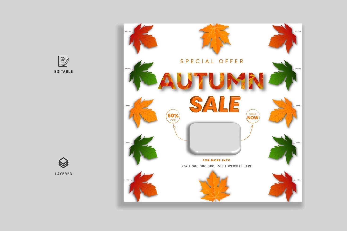 Autumn Sale Design with Falling Leaves and Lettering Vector