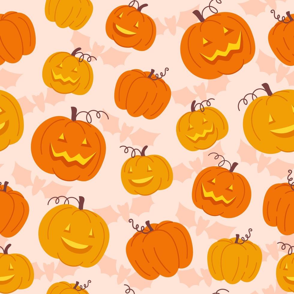 Halloween seamless pattern of pumpkin lanterns vector