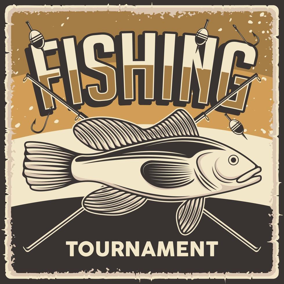 Retro Vintage Fishing Tournament Poster vector