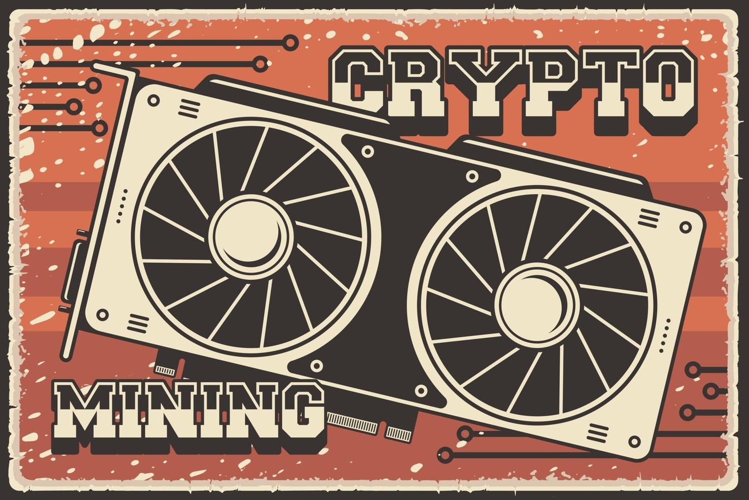 Retro Cryptocurrency Mining Equipment vector