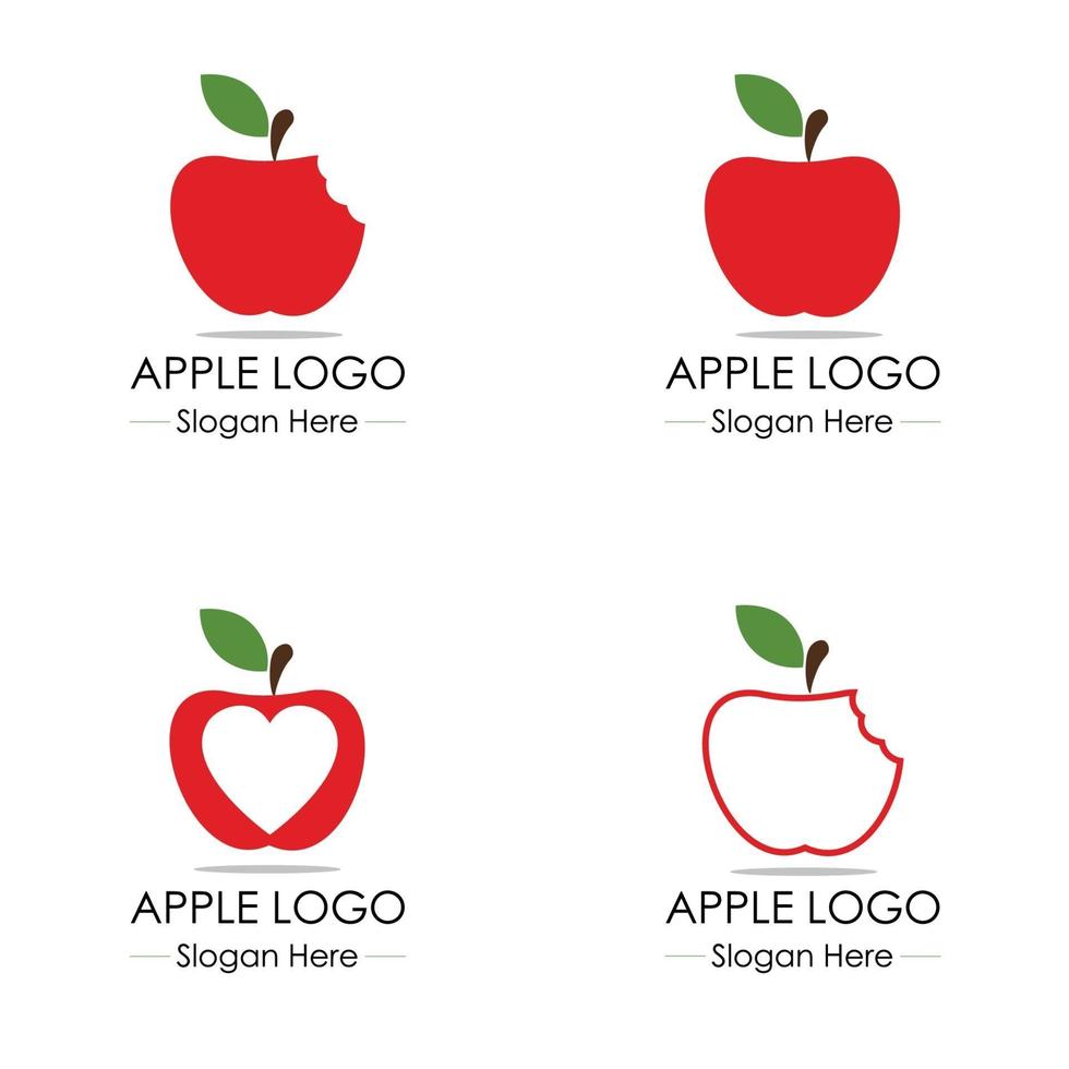 conjunto de logotipos de manzana en diferentes formas vector