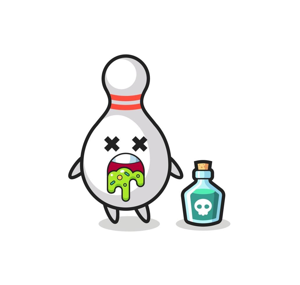 illustration of a bowling pin character vomiting due to poisoning vector