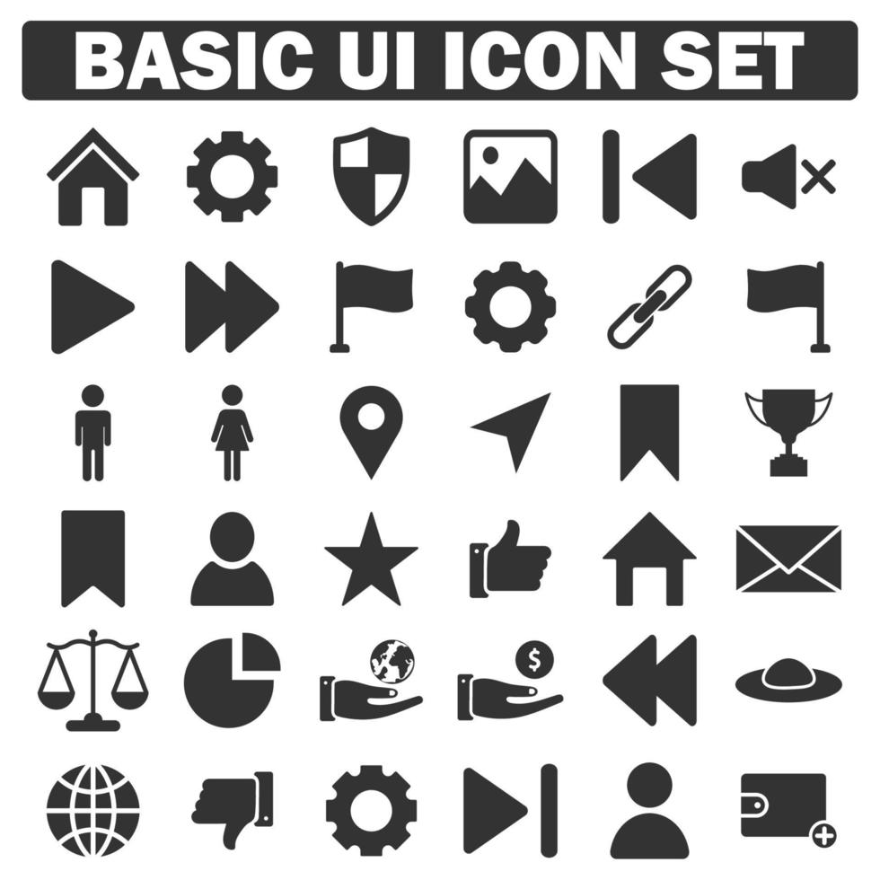 colección de conjunto de iconos de negocios básicos vector