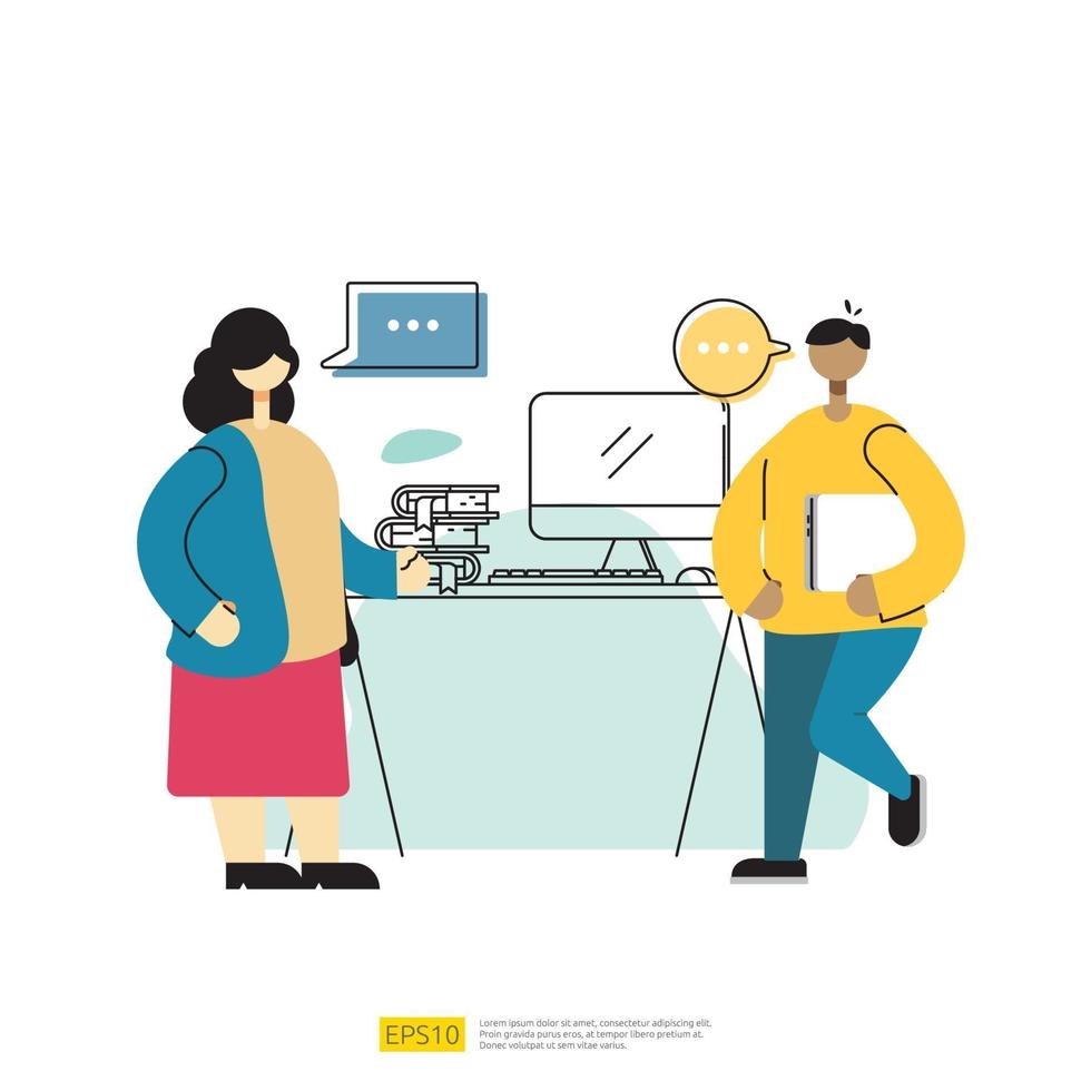 planning and communication discussion team worker concept vector