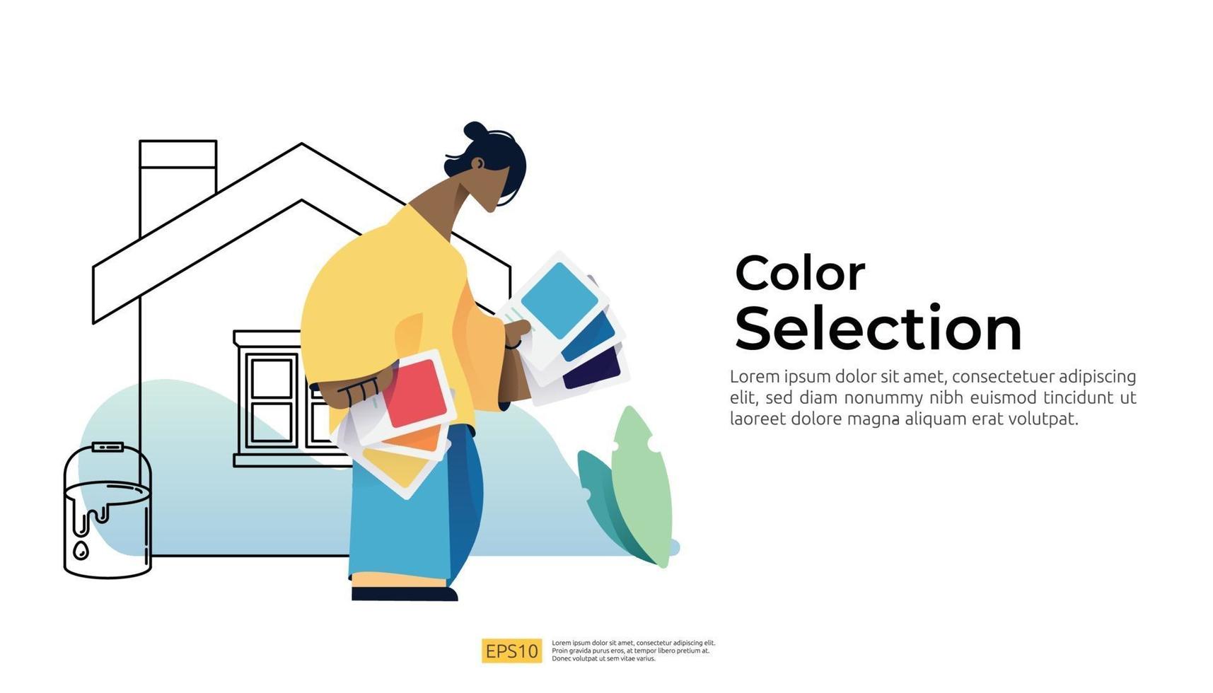 selection paint use coloring palette. concept choosing wall color vector