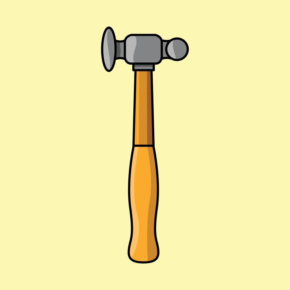 Ilustración de icono de vector de dibujos animados de martillo persiguiendo