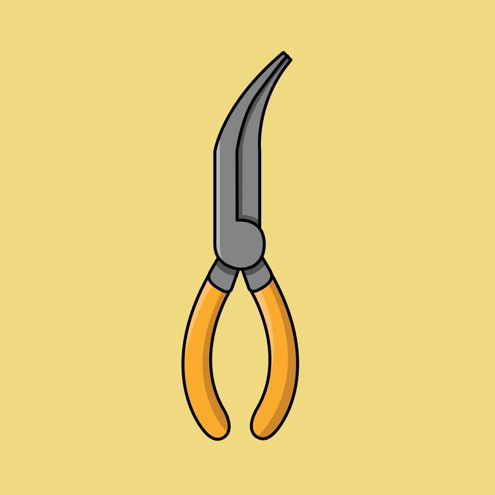 Bent nose pliers cartoon vector icon illustration