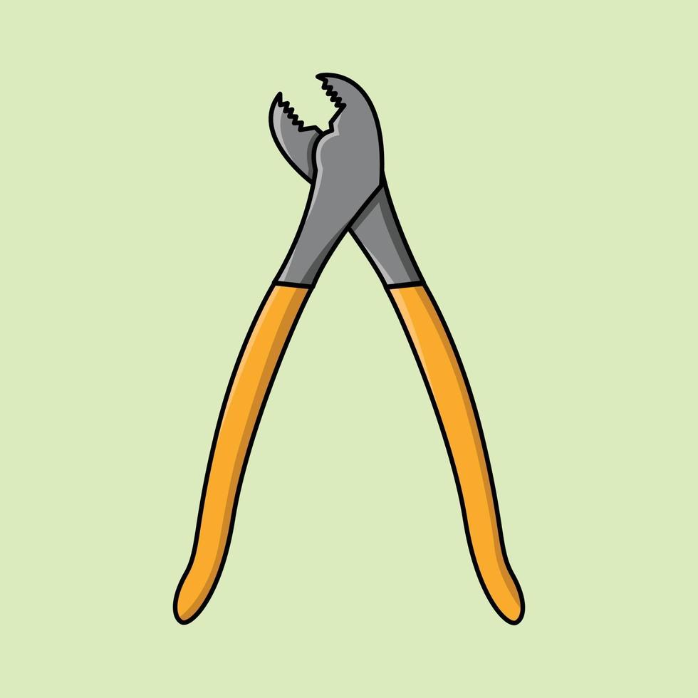 Batterry pliers cartoon vector icon illustration