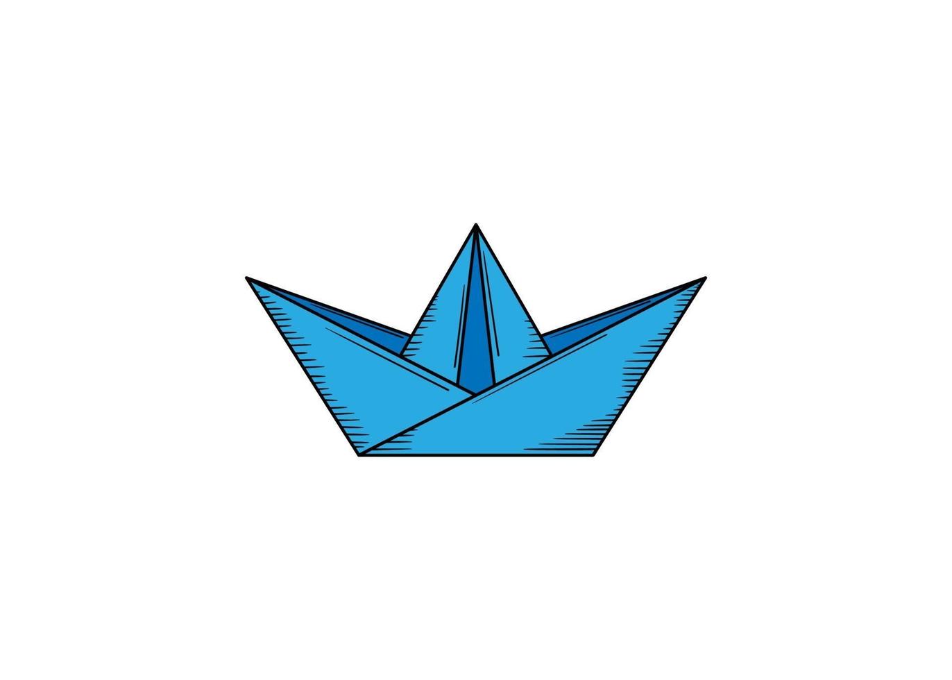 Paper boat origami hand drawn icon illustration isolated vector