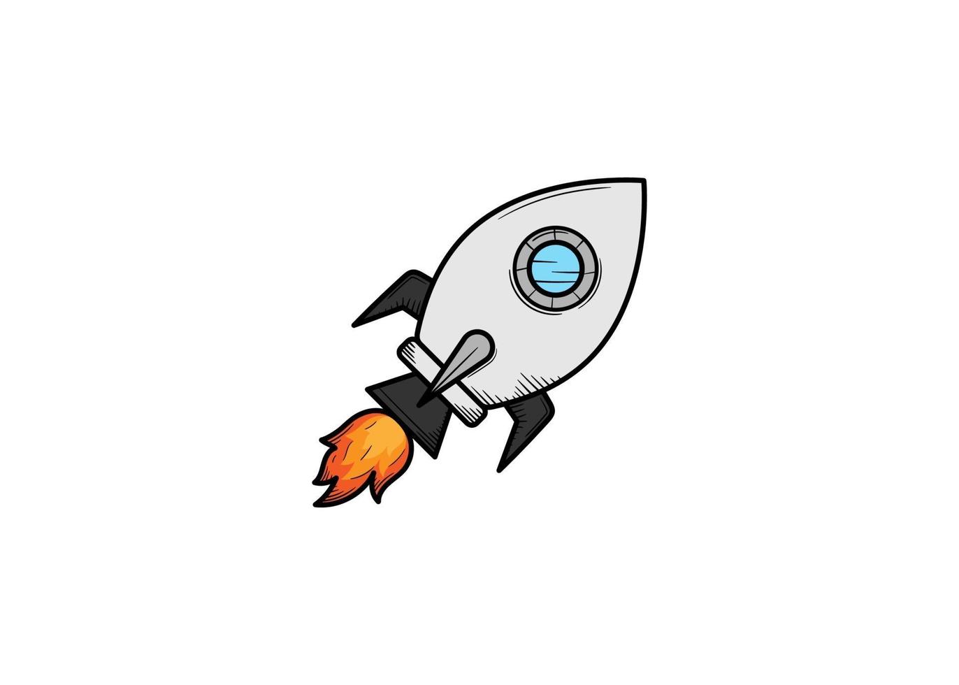 Rocket launching hand drawn icon illustration isolated vector