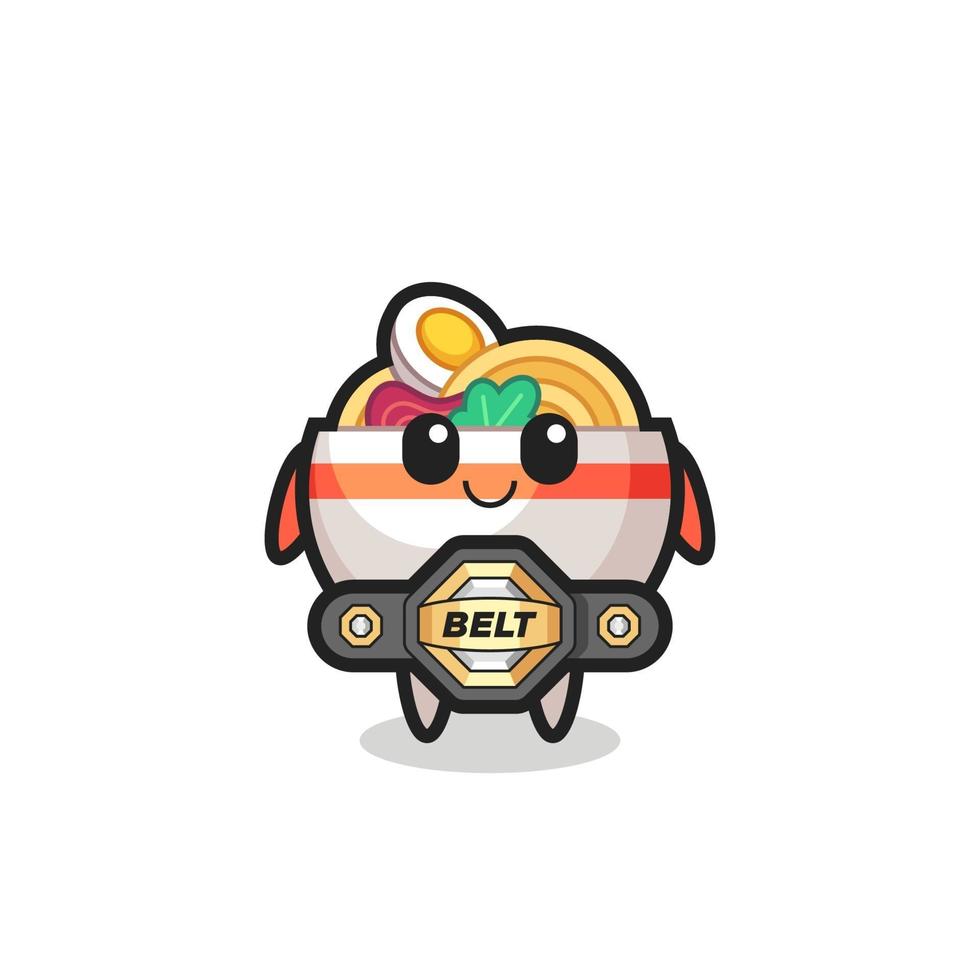 the MMA fighter noodle bowl mascot with a belt vector