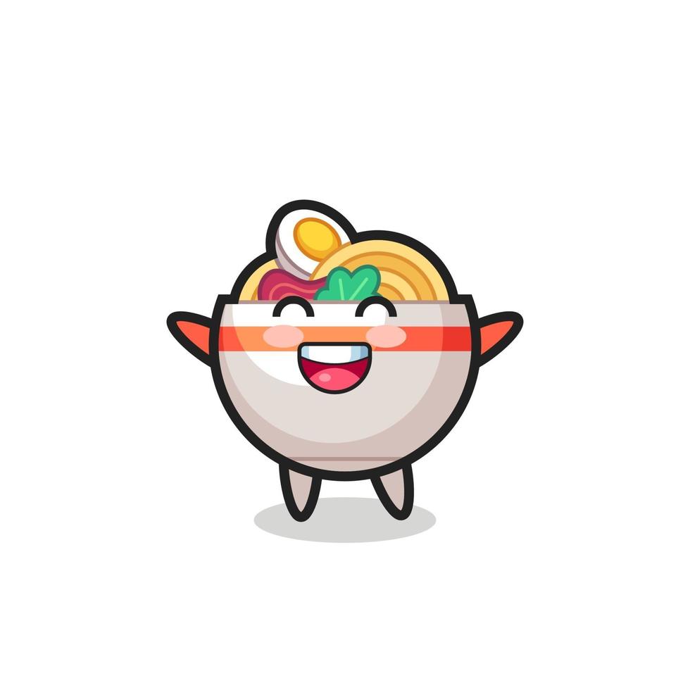 happy baby noodle bowl cartoon character vector