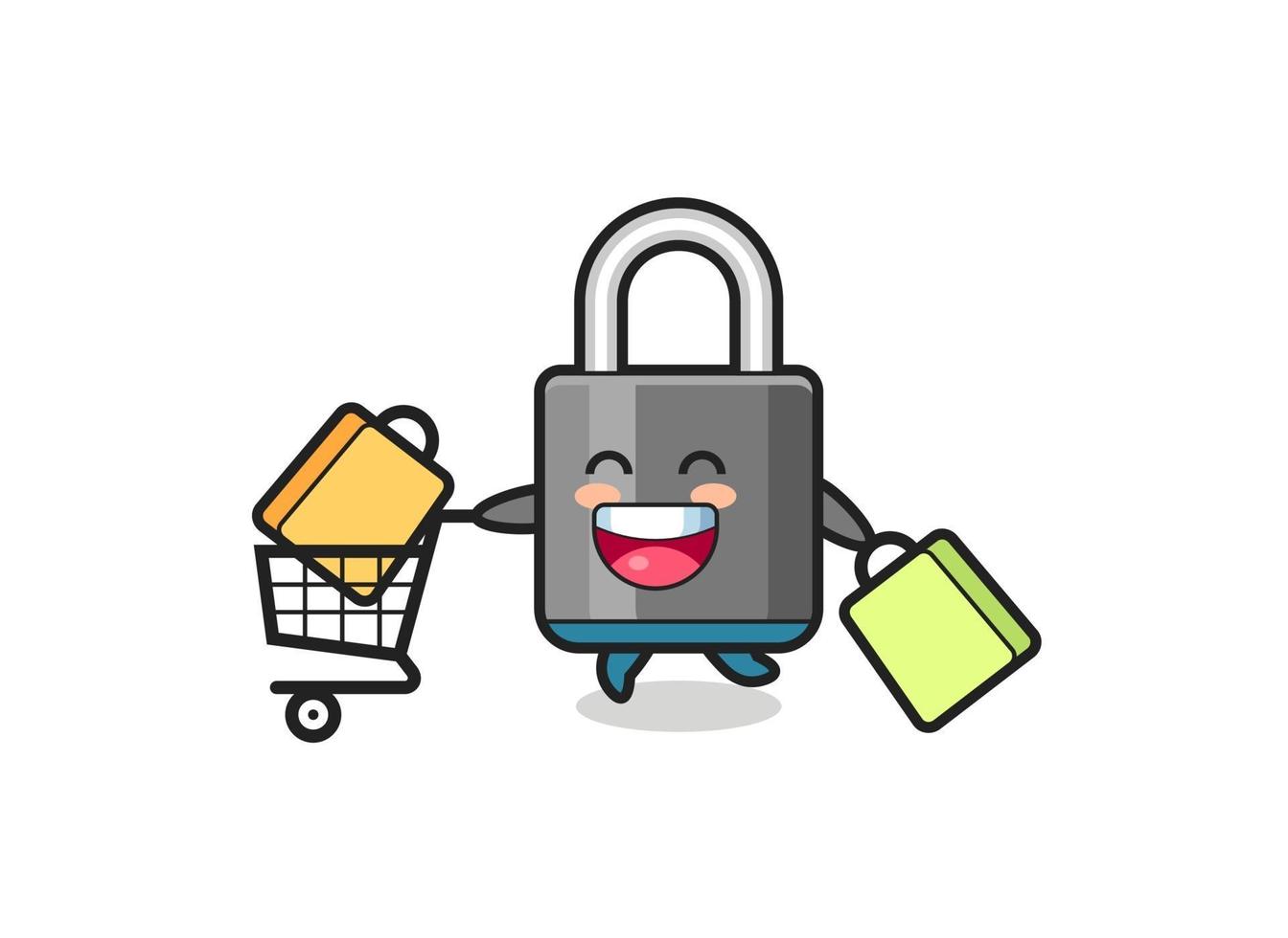 black Friday illustration with cute padlock mascot vector