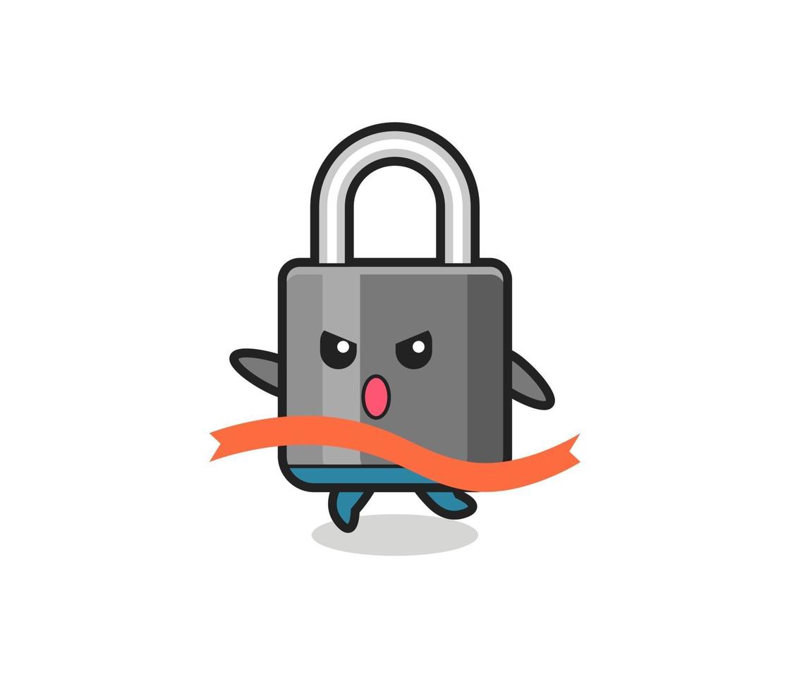 cute padlock illustration is reaching the finish vector