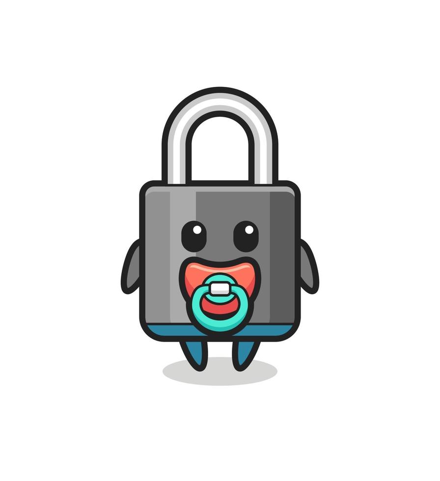 baby padlock cartoon character with pacifier vector