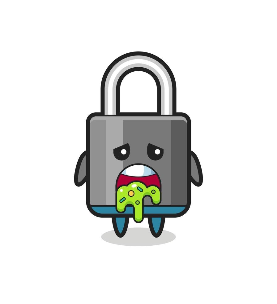 the cute padlock character with puke vector