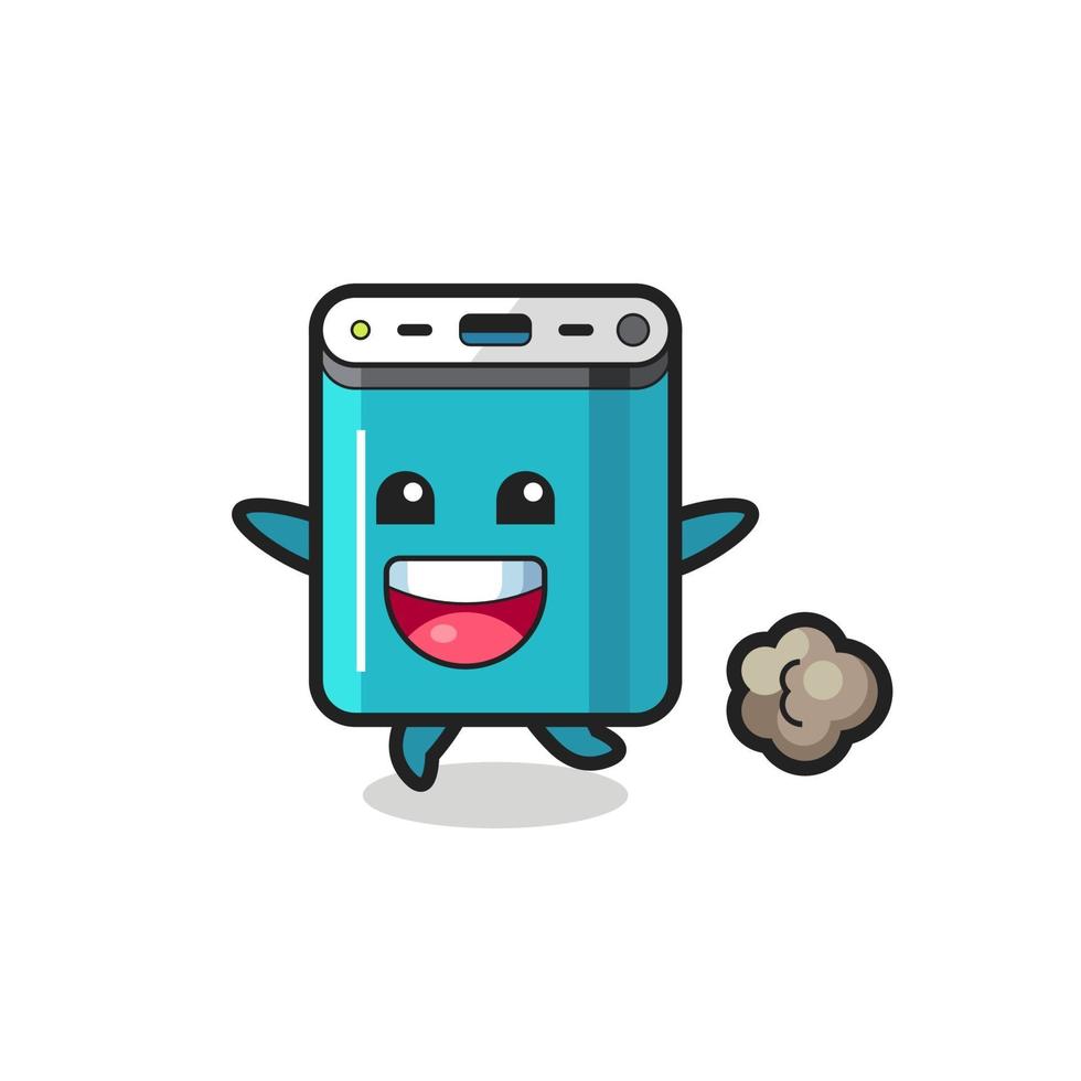 the happy power bank cartoon with running pose vector