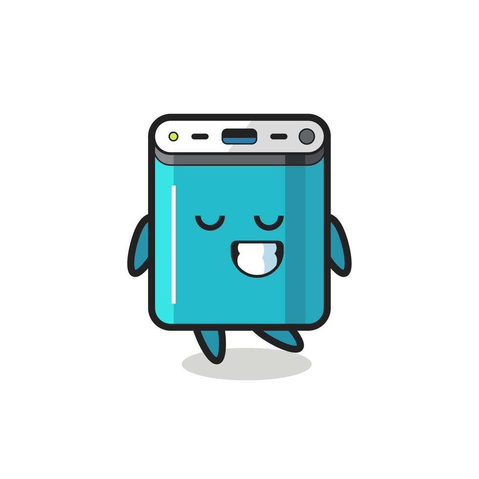 power bank cartoon illustration with a shy expression vector