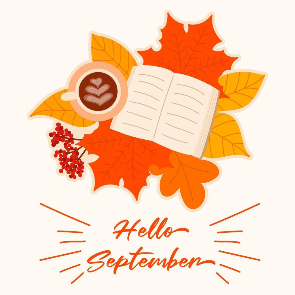 Hello september concept in flat style vector