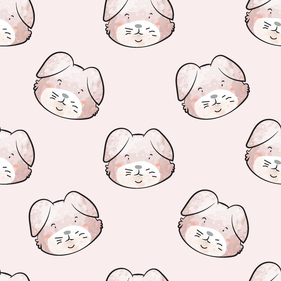 Funny animal rabbit cartoon, seamless pattern vector