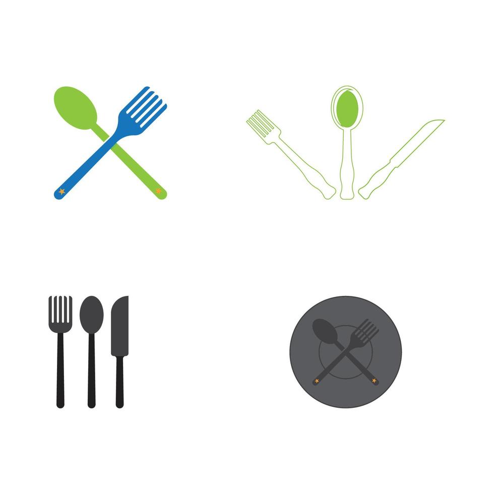 Plantilla de vector de icono de tenedor y cuchara