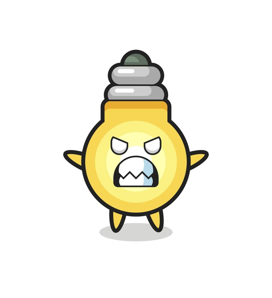wrathful expression of the light bulb mascot character vector