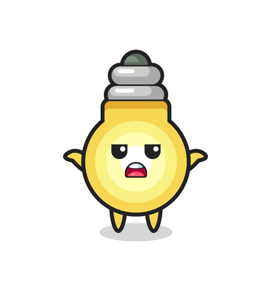 light bulb mascot character saying I do not know vector