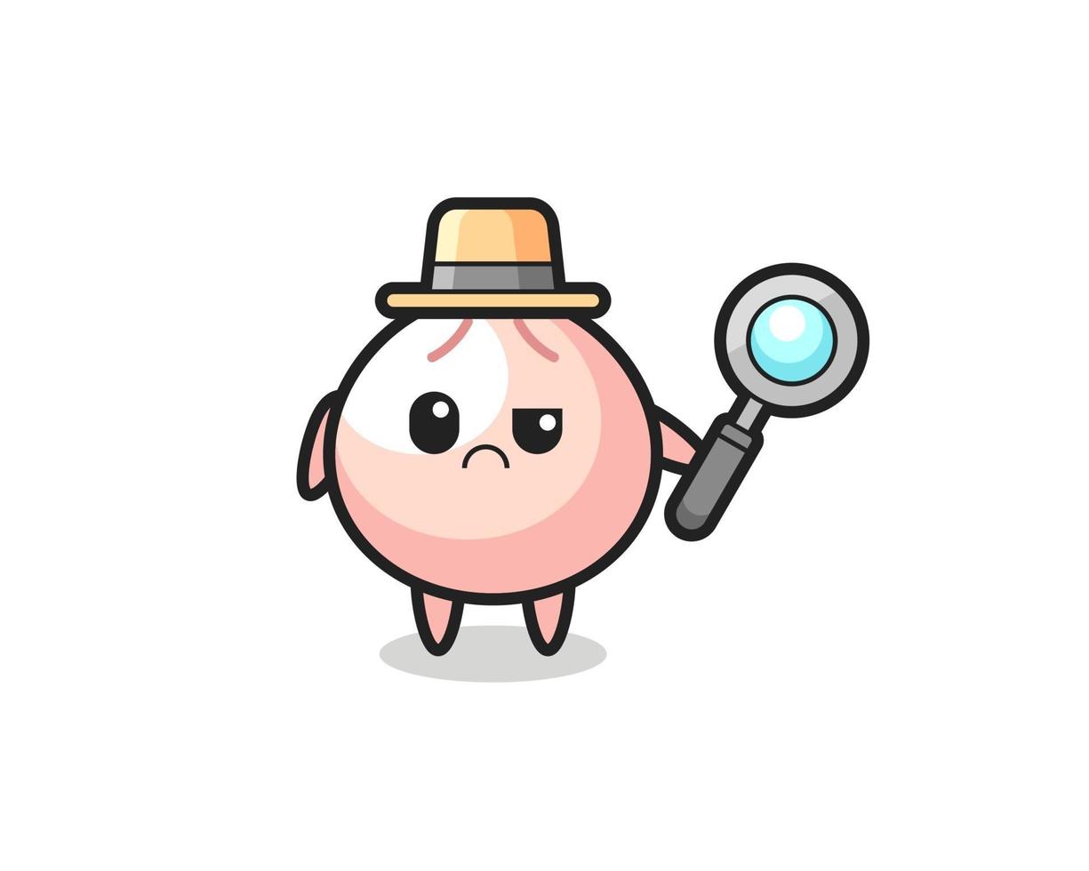 the mascot of cute meatbun as a detective vector