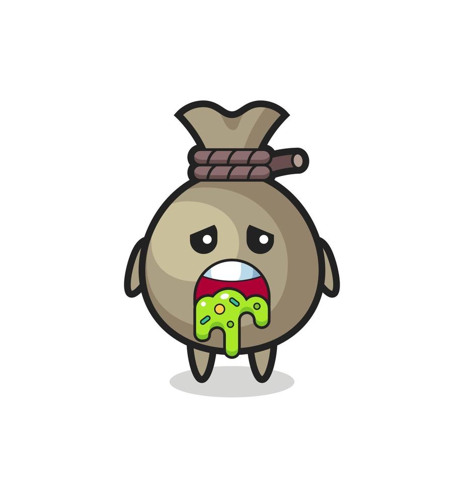 the cute money sack character with puke vector