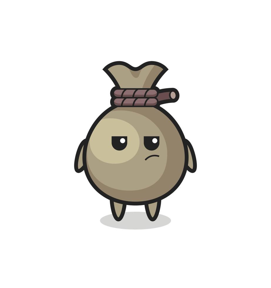 cute money sack character with suspicious expression vector