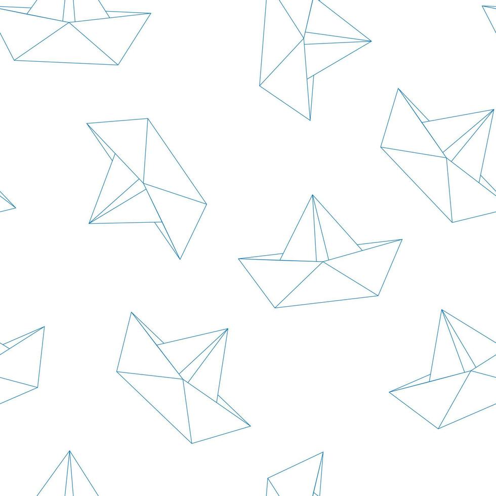 Origami paper boats or ships pattern. vector