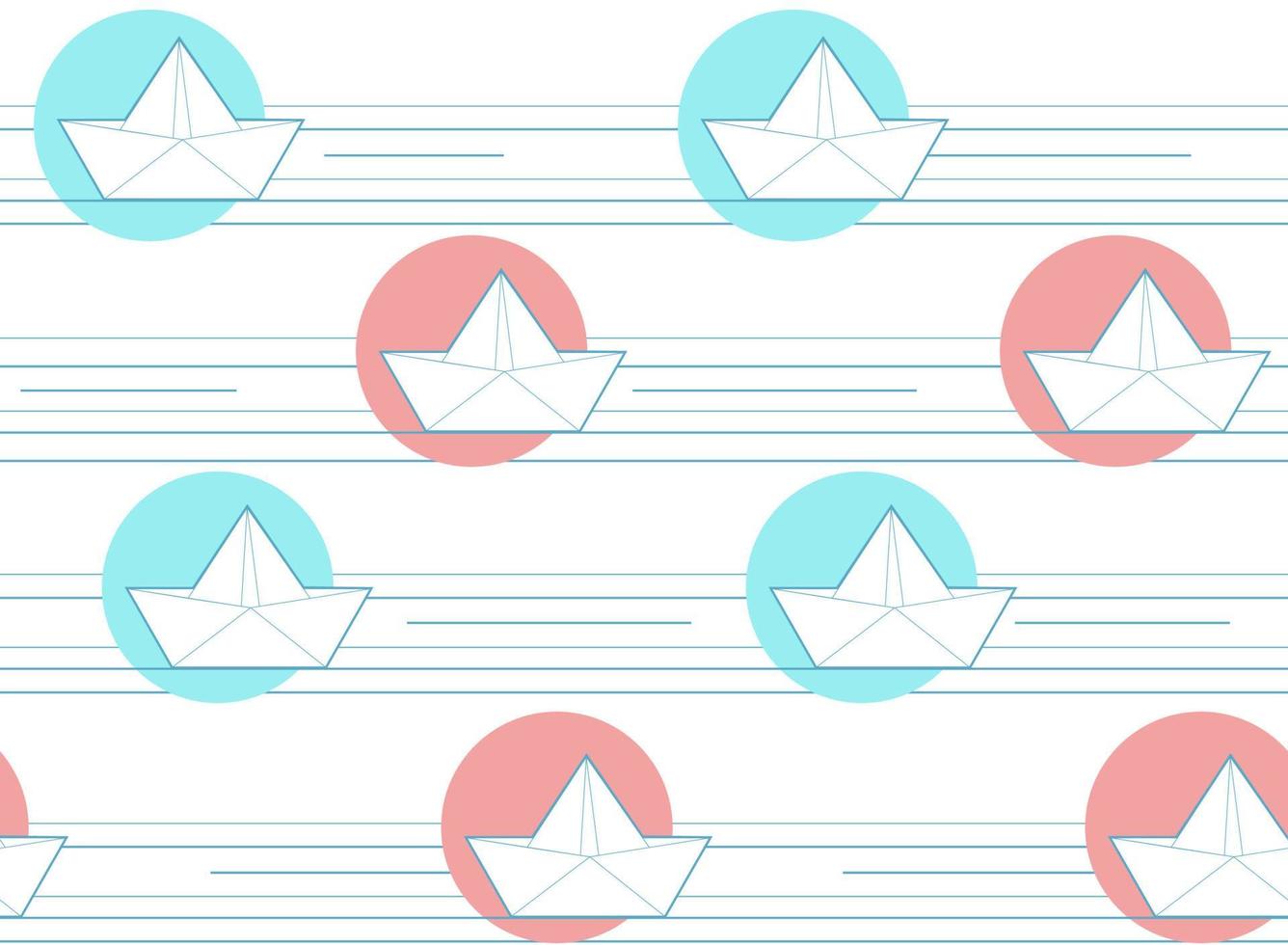 Origami paper boats or ships pattern. vector