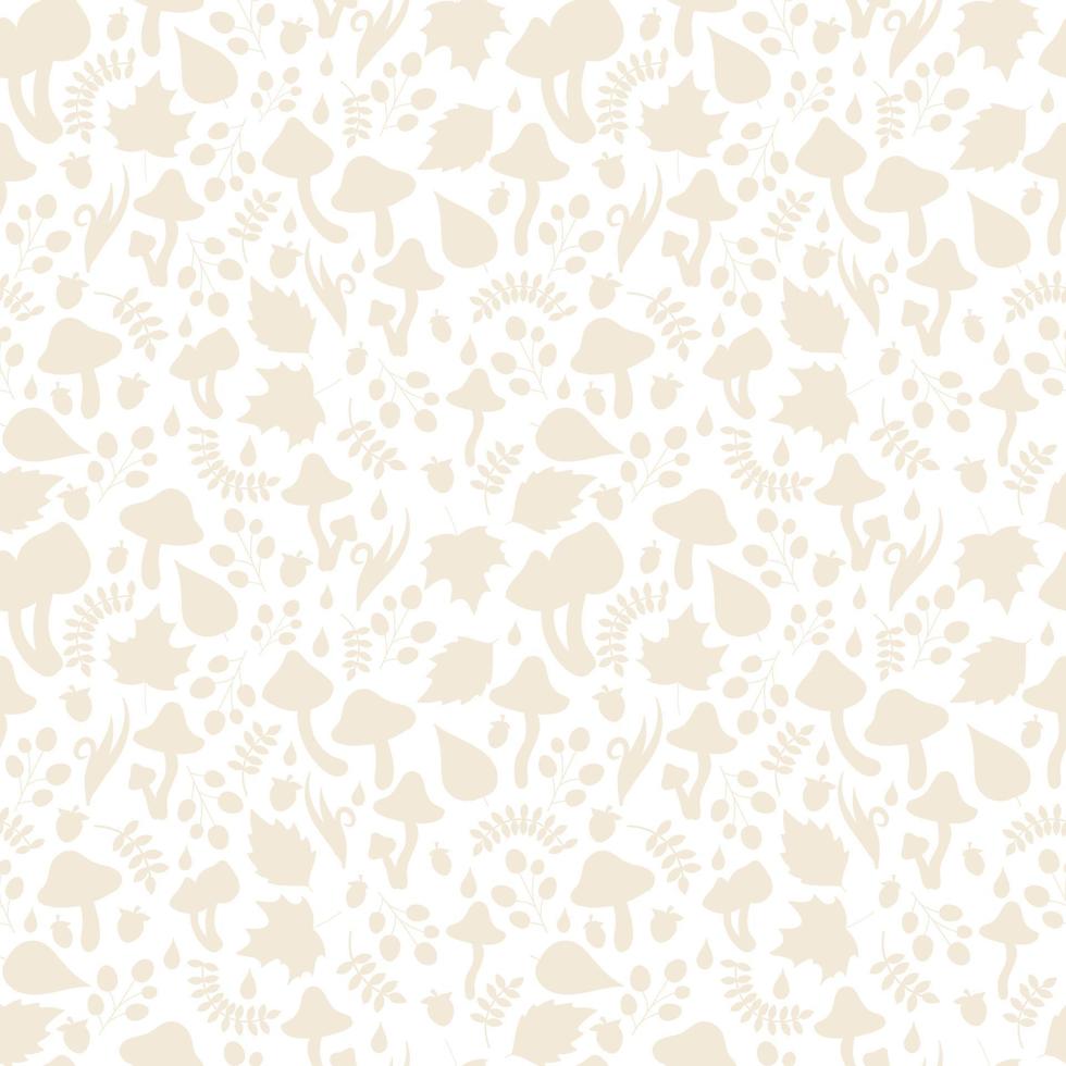 Autumn theme seamless pattern with silhouettes of mushrooms vector