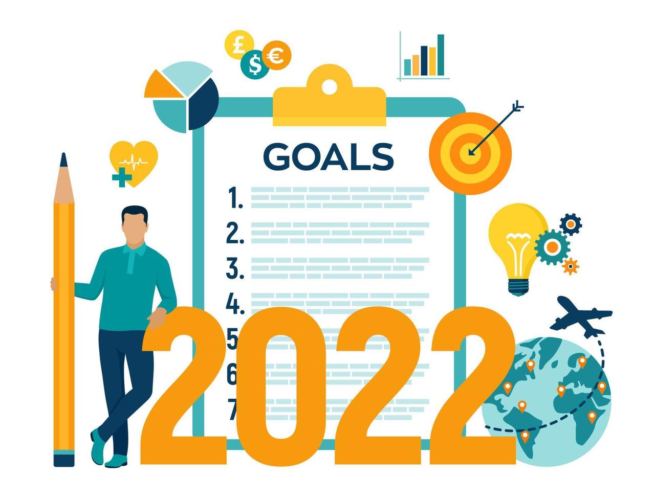 2022 New Year Goals Checklist. Future Goal And Plans. 3435777 Vector Art at Vecteezy