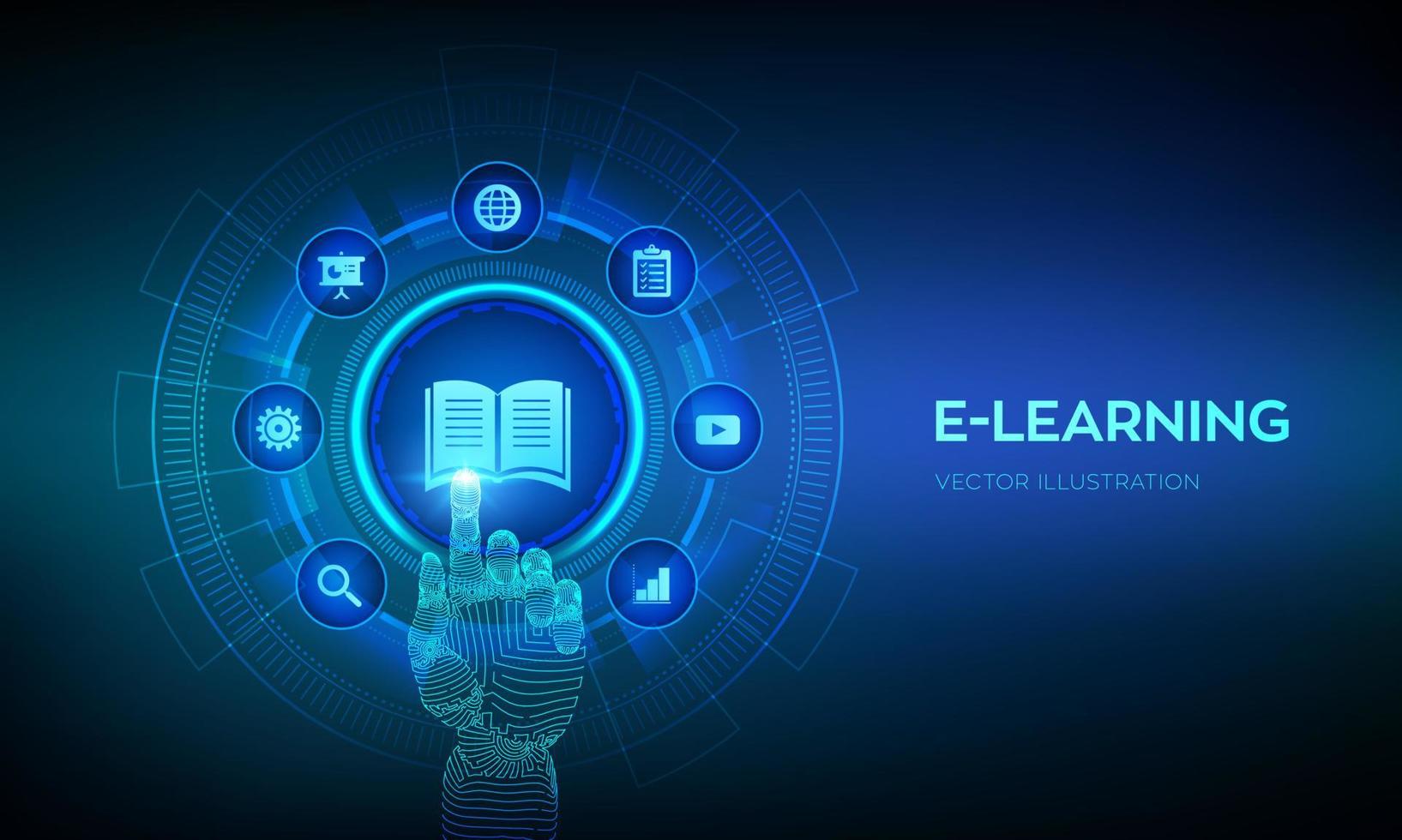 E-learning. Innovative online education and internet technology. vector