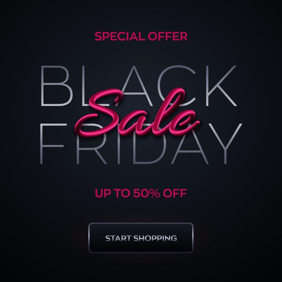 Black Friday Sale Banner. Realistic 3d lettering. vector