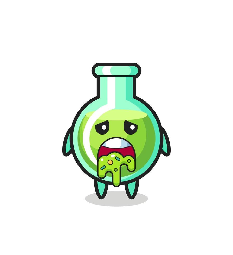 the cute lab beakers character with puke vector