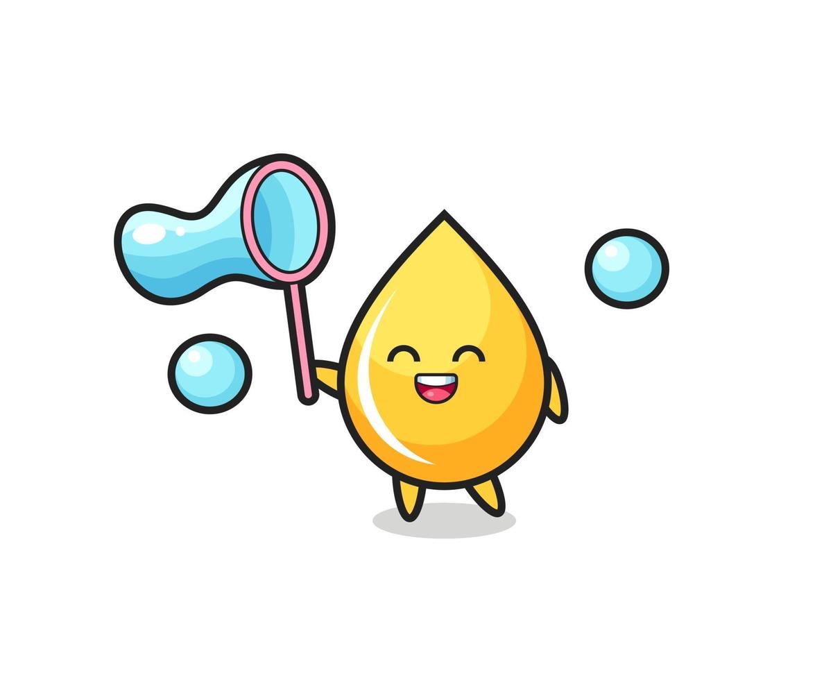happy honey drop cartoon playing soap bubble vector